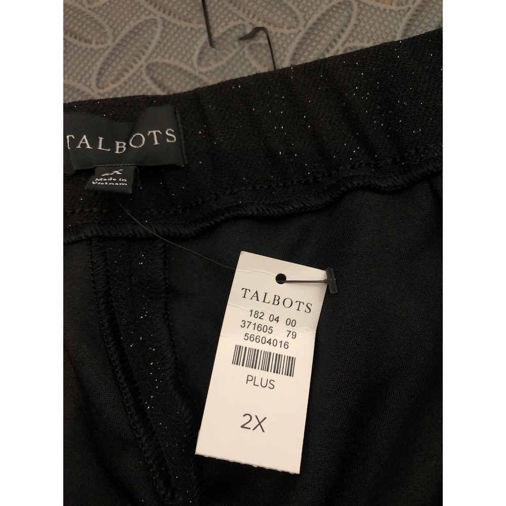 Talbots Pants Womens 2X Black Sparkly Glitter Wide Leg Knit Pull On Plus Size - Picture 4 of 8